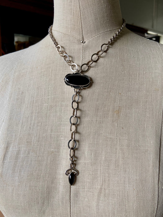 Vintage Sterling Navajo Pendant Drop Necklace