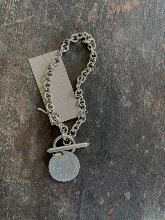 Sterling Silver Toggle + 1897 Six Pence Bracelet