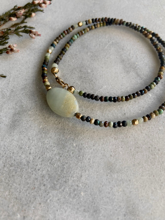 Mixed Agate 14kt GF Short Necklace