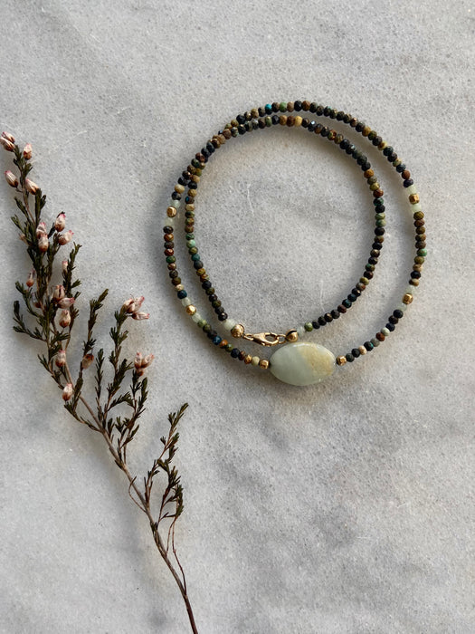 Mixed Agate 14kt GF Short Necklace