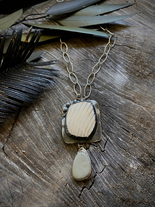 Lowcountry Beach Shell + Pebble Necklace