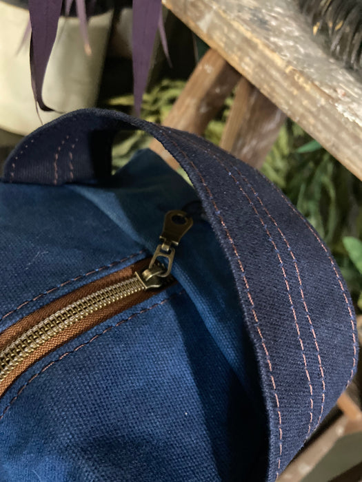 Waxed Canvas Toiletry Bag - Two Tone Blue