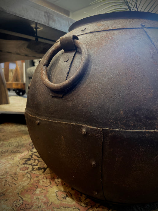 Antique Large Riveted Metal Pot