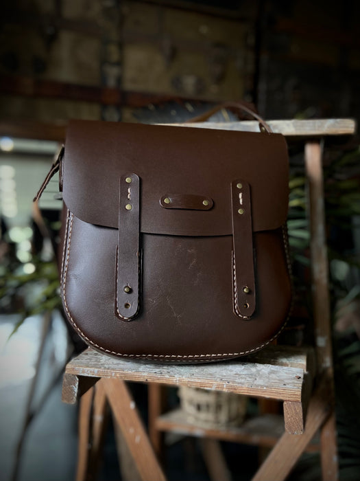 Grace Brown Leather Hand Stitched Crossbody Purse