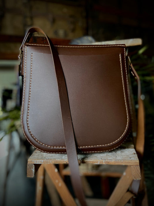 Grace Brown Leather Hand Stitched Crossbody Purse