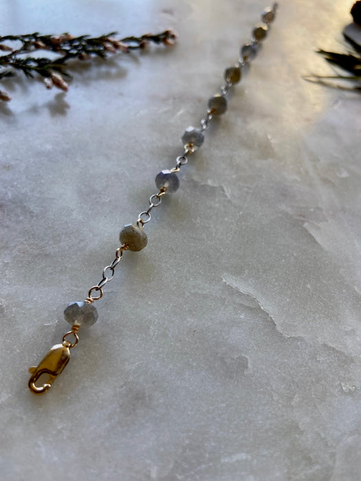 Labradorite Chain Link Bracelet - Mixed Metal