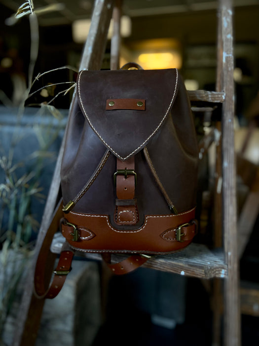 Hanna Two-Tone Brown Hand-Stitched Backpack