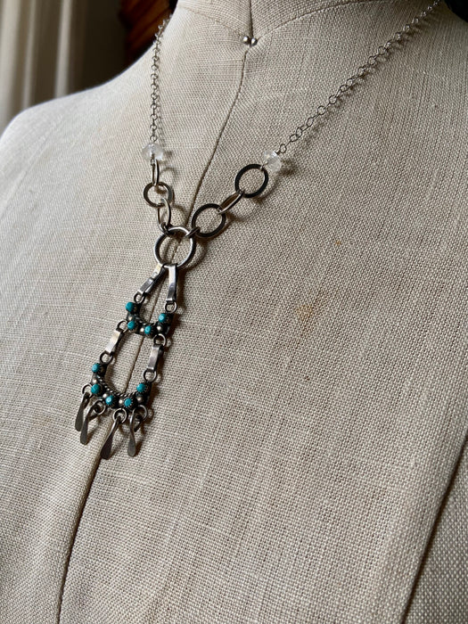 Vintage Turquoise Fringe Pendant Necklace