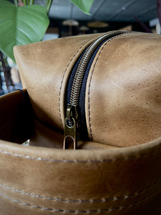 Leather Toiletry Bag - Camel