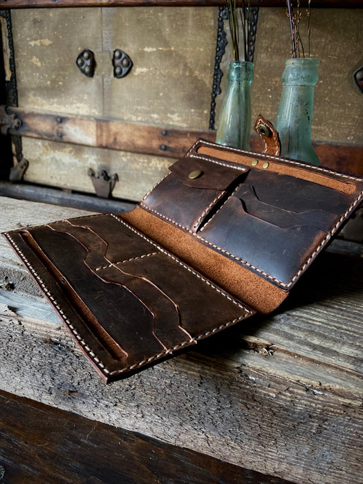 Senna Envelope Snap Wallet - Medium Weathered Chocolate Brown
