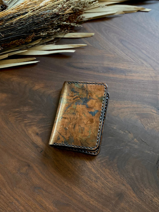 Thomas Leather Flap Wallet - Marbled Blue/Brown