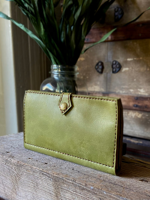 Senna Envelope Snap Wallet - Gold Green