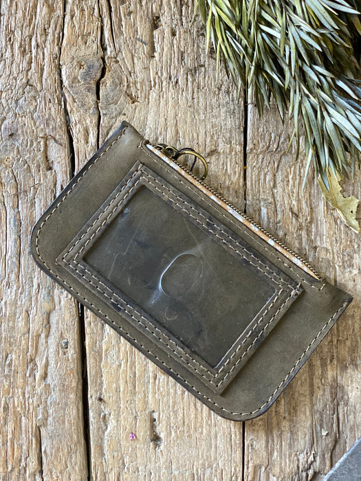 Vera Unlined Leather ID Holder - Olive Green