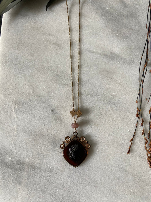 Victorian Intaglio Gold Filled Long Necklace