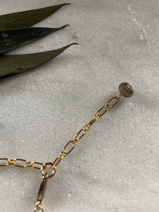Gold Filled Oblong Drop Necklace - Labradorite