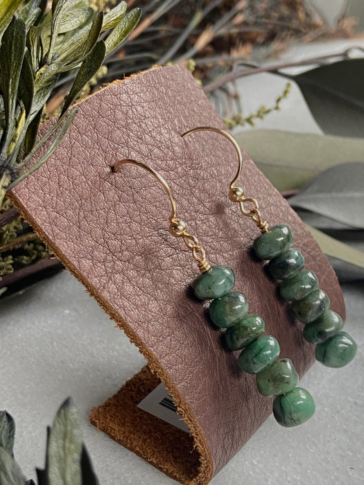 Raw Emerald 14kt GF Stick Earrings