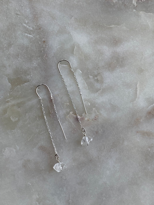 Herkimer Diamond Threader Earrings - Sterling
