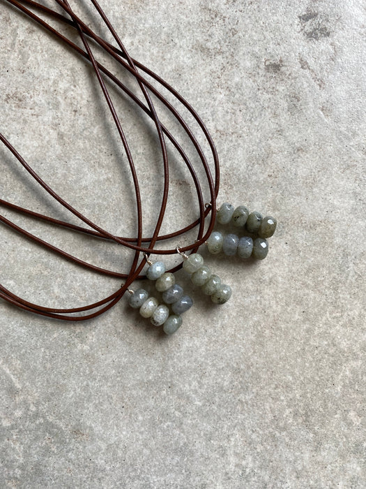 Labradorite + Leather Necklace
