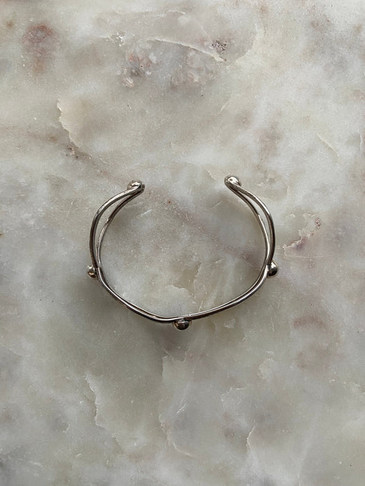 Vintage Gathered Section Sterling Cuff