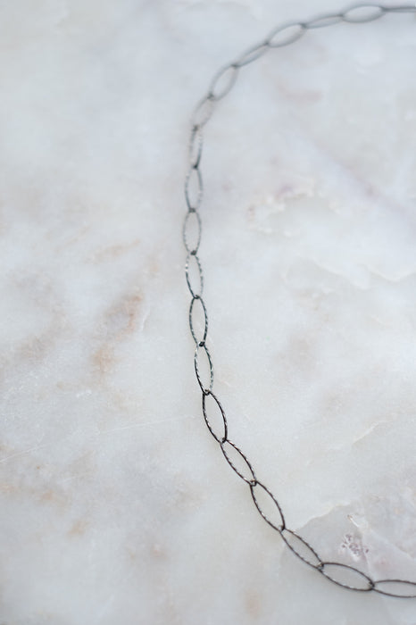 Simple Oxidized Sterling Silver Chain Necklace