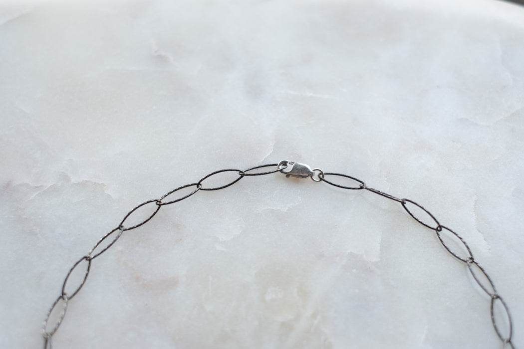 Simple Oxidized Sterling Silver Chain Necklace