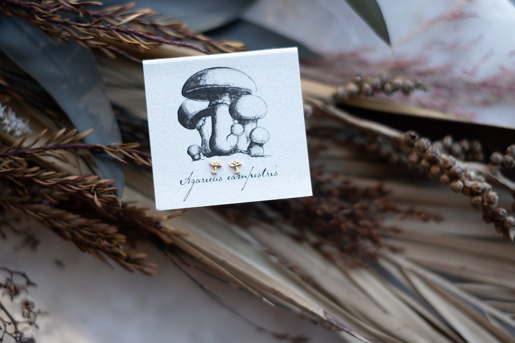Mushroom Stud Earrings - Vermeil
