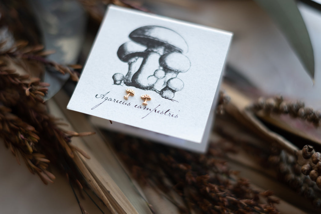 Mushroom Stud Earrings - Vermeil