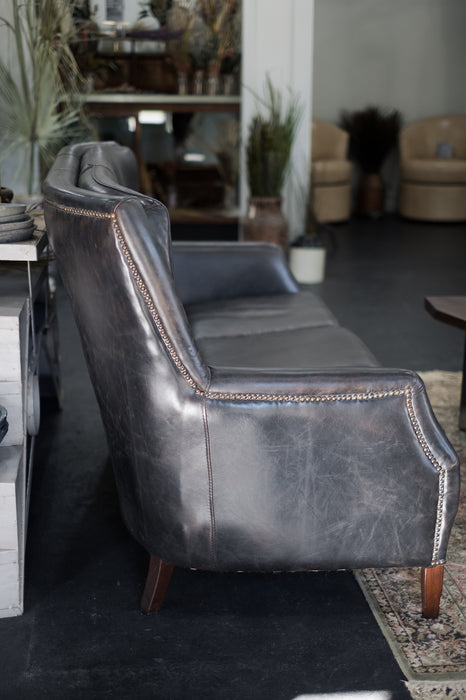 Vintage High Back Leather Sofa