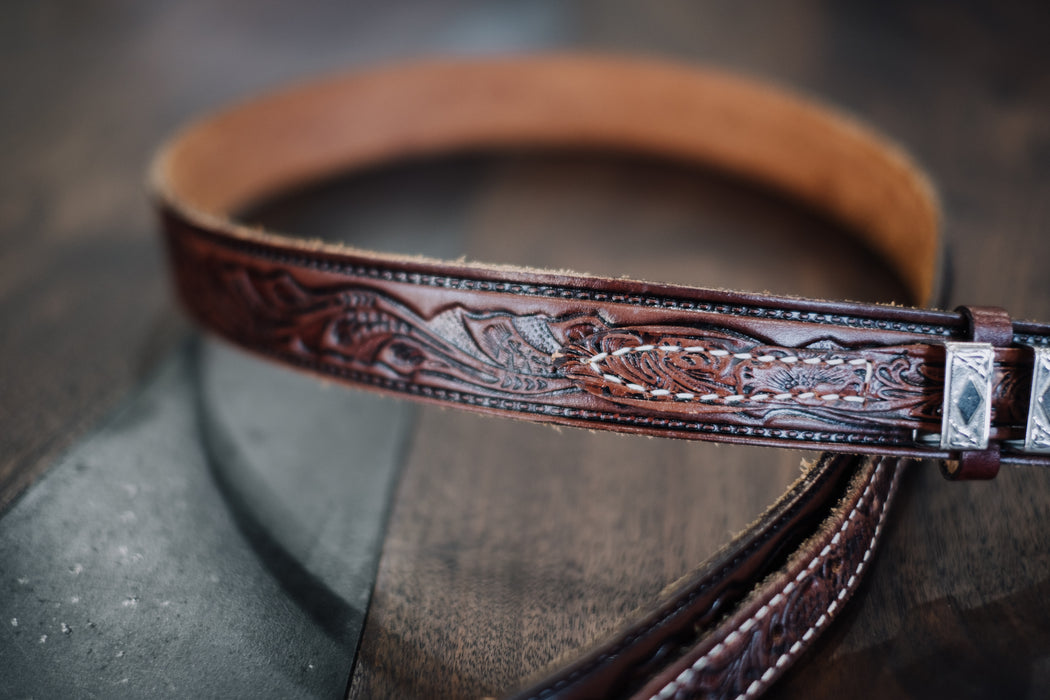 Vintage Brown Leather Western Belt