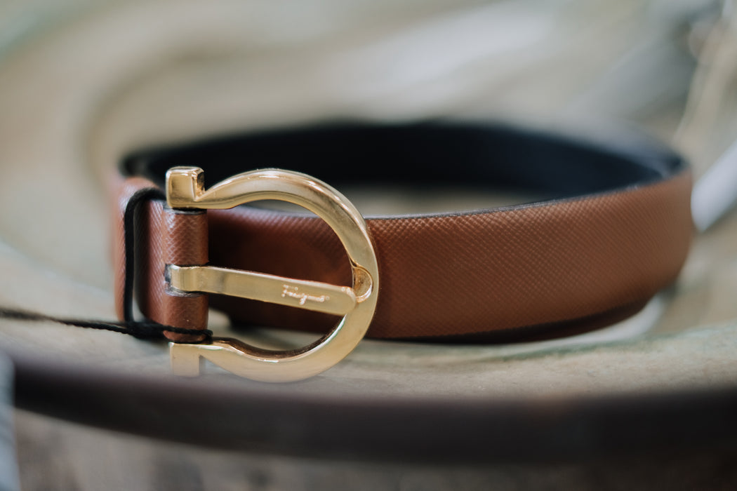 Vintage Salvatore Ferragamo Brown Leather Belt