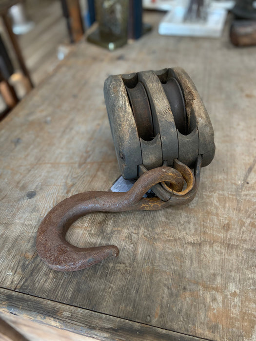 Large Antique Double Pulley